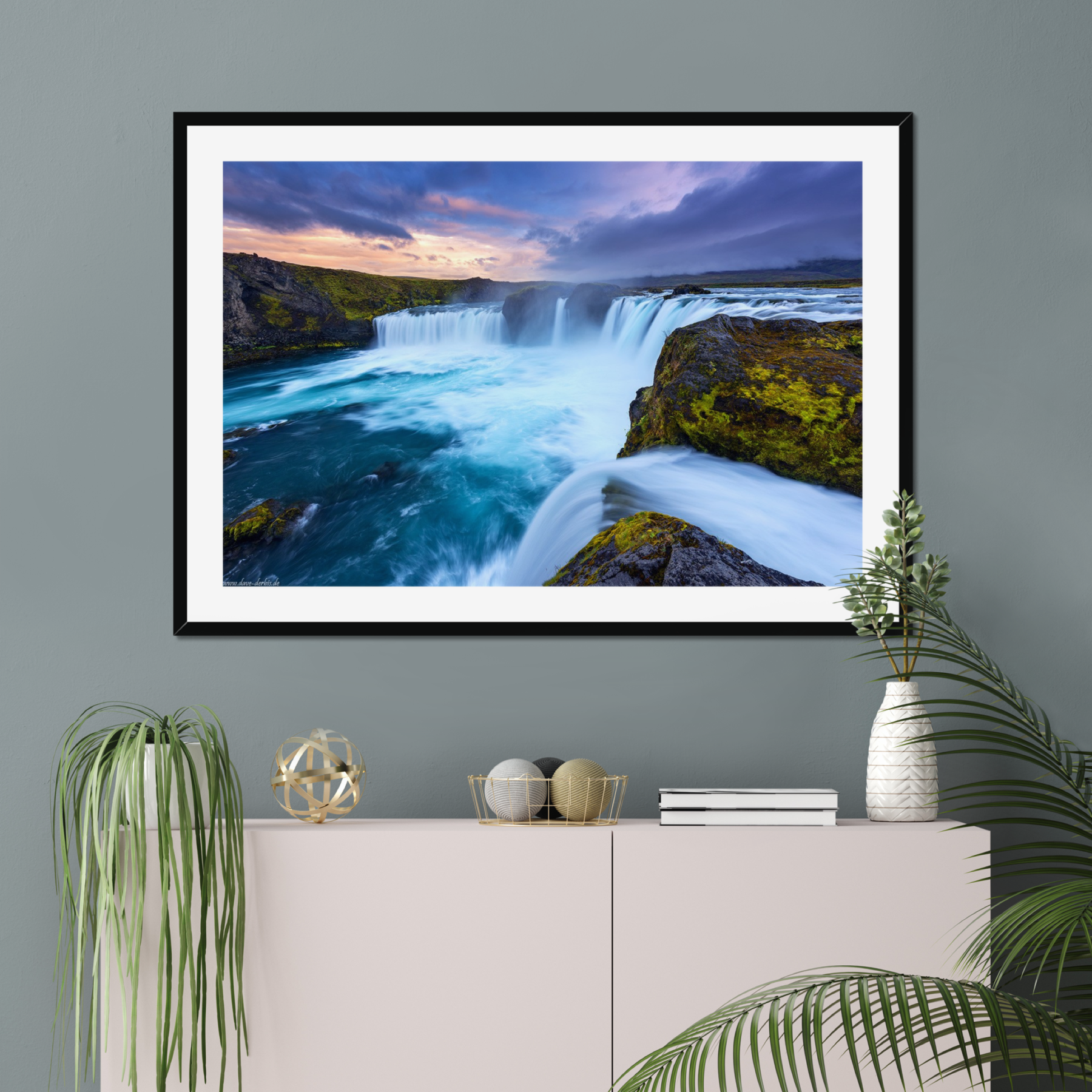Waterfall Wall Decor Paintings with Frame for Home Decoration